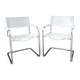 Pair of cantilever armchairs in grey leather made in italy