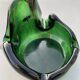Sculptural ashtray in emerald green glass