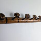 Vintage bamboo carved wood coat rack with 7 hooks – Natural elegance