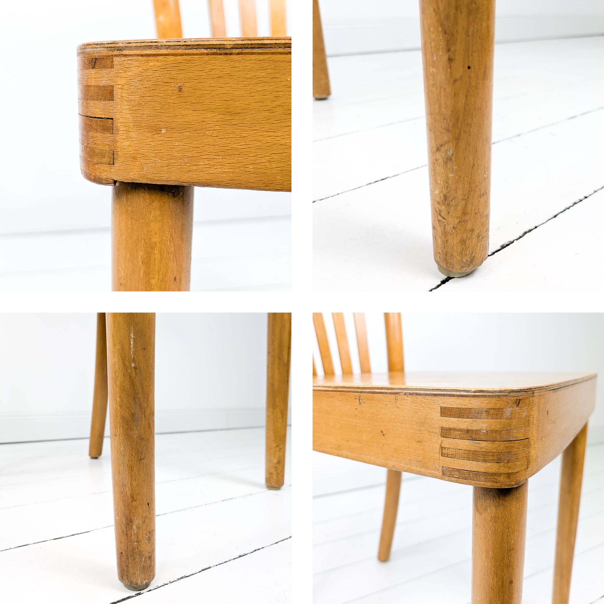Chaise bistrot vintage Mid-Century en bois à barreaux style scandinave