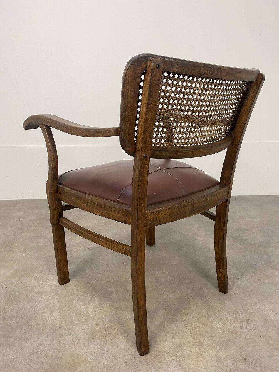 Office chair or bridge chair from the 1920s, wooden frame, backrest.
