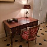 Louis XV period walnut and veneer flat desk