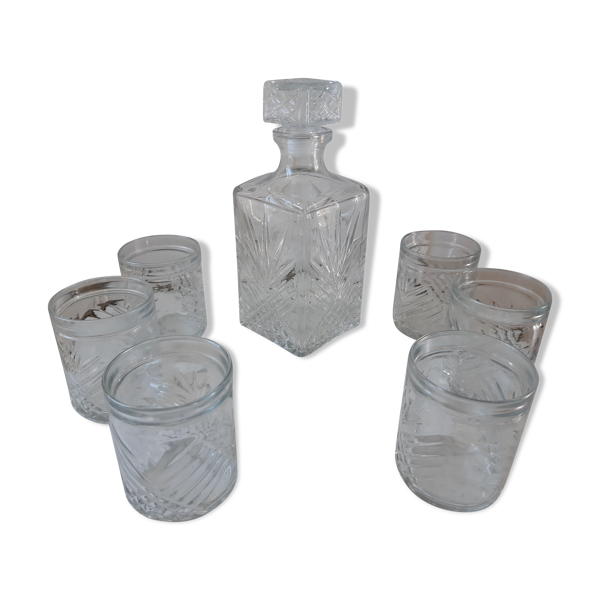 Lot de carafe à whisky et ses 6 verres