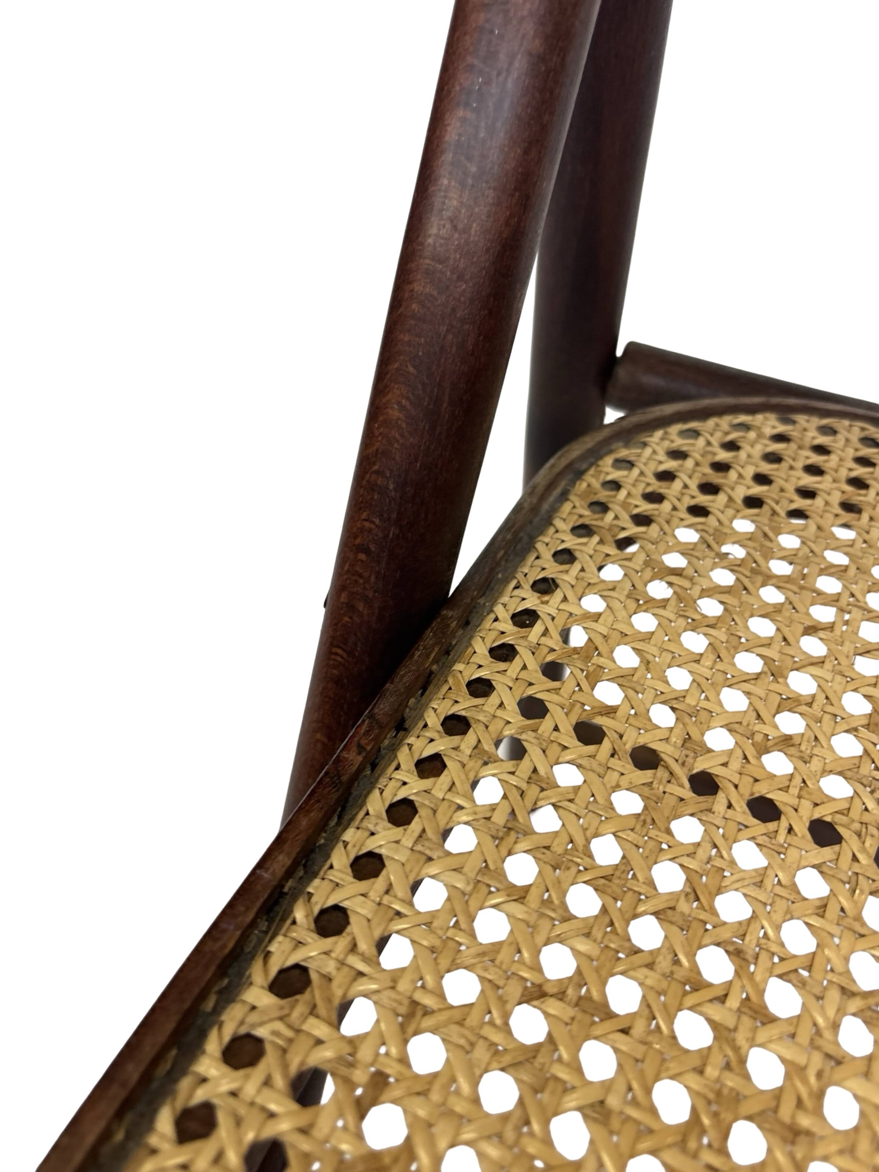 Vintage wooden folding chair with webbing seat 60s minimalist design