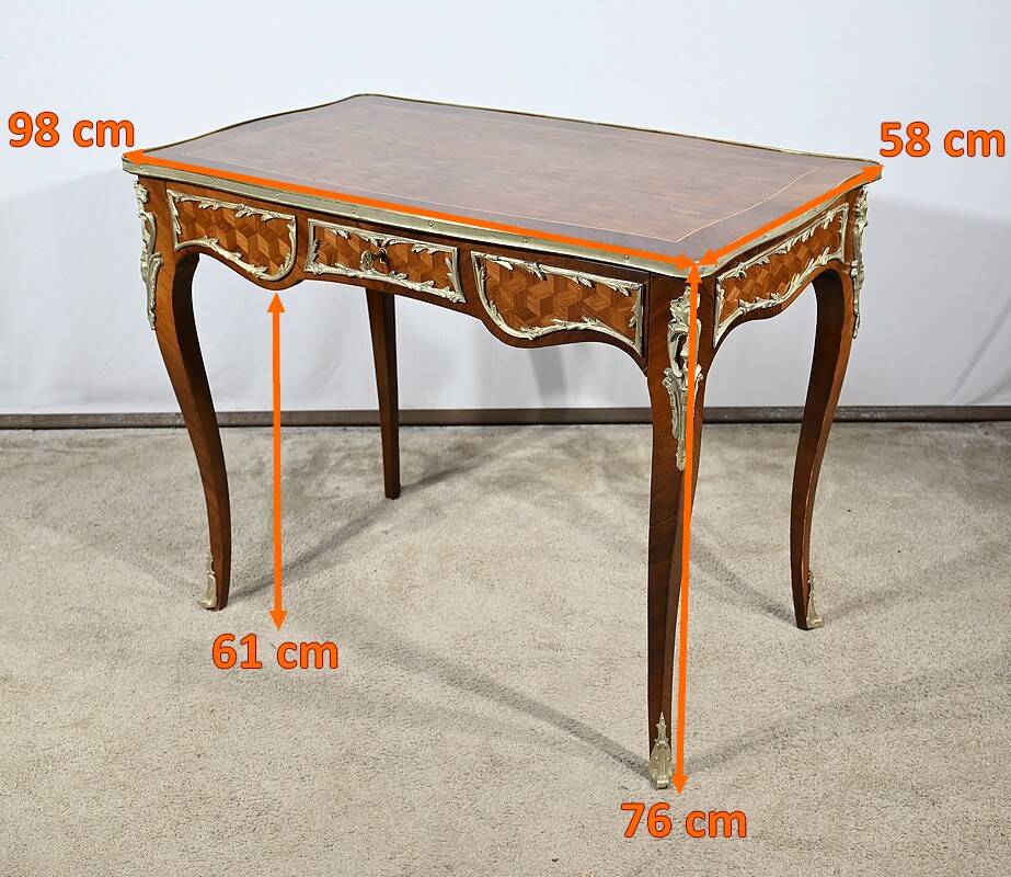 Rosewood and Marquetry Desk Table, Louis XV style – Early 20th century