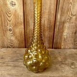Italian Empoli carafe in amber brown bubbled glass. 1970s.