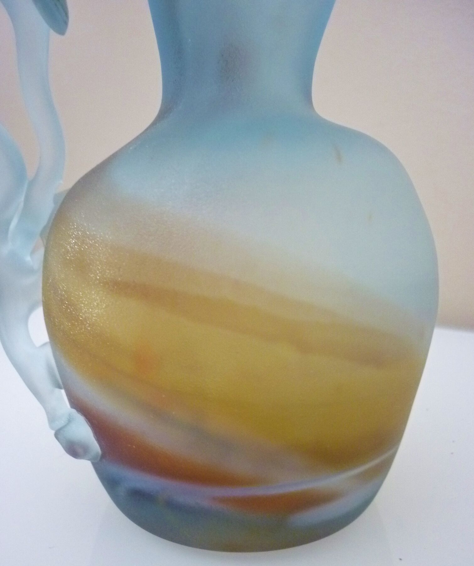 Pitcher vase in blown glass paste, free form, design of the twentieth century