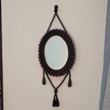Miroir vintage bohème en perles de bois