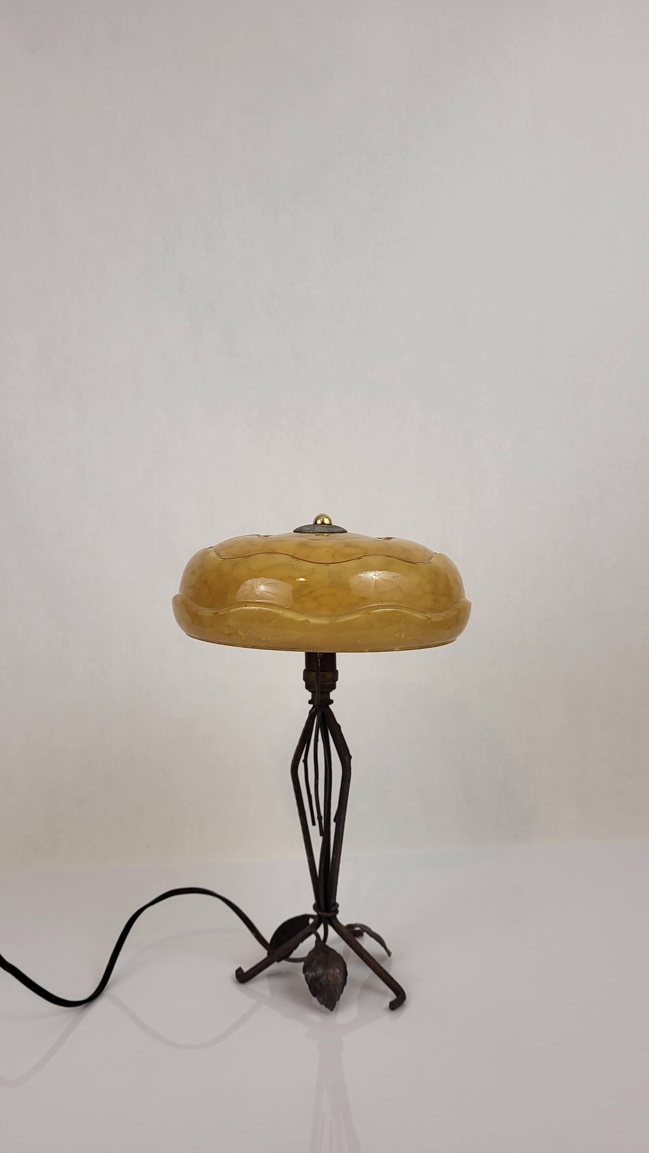 Art Nouveau wrought iron lamp