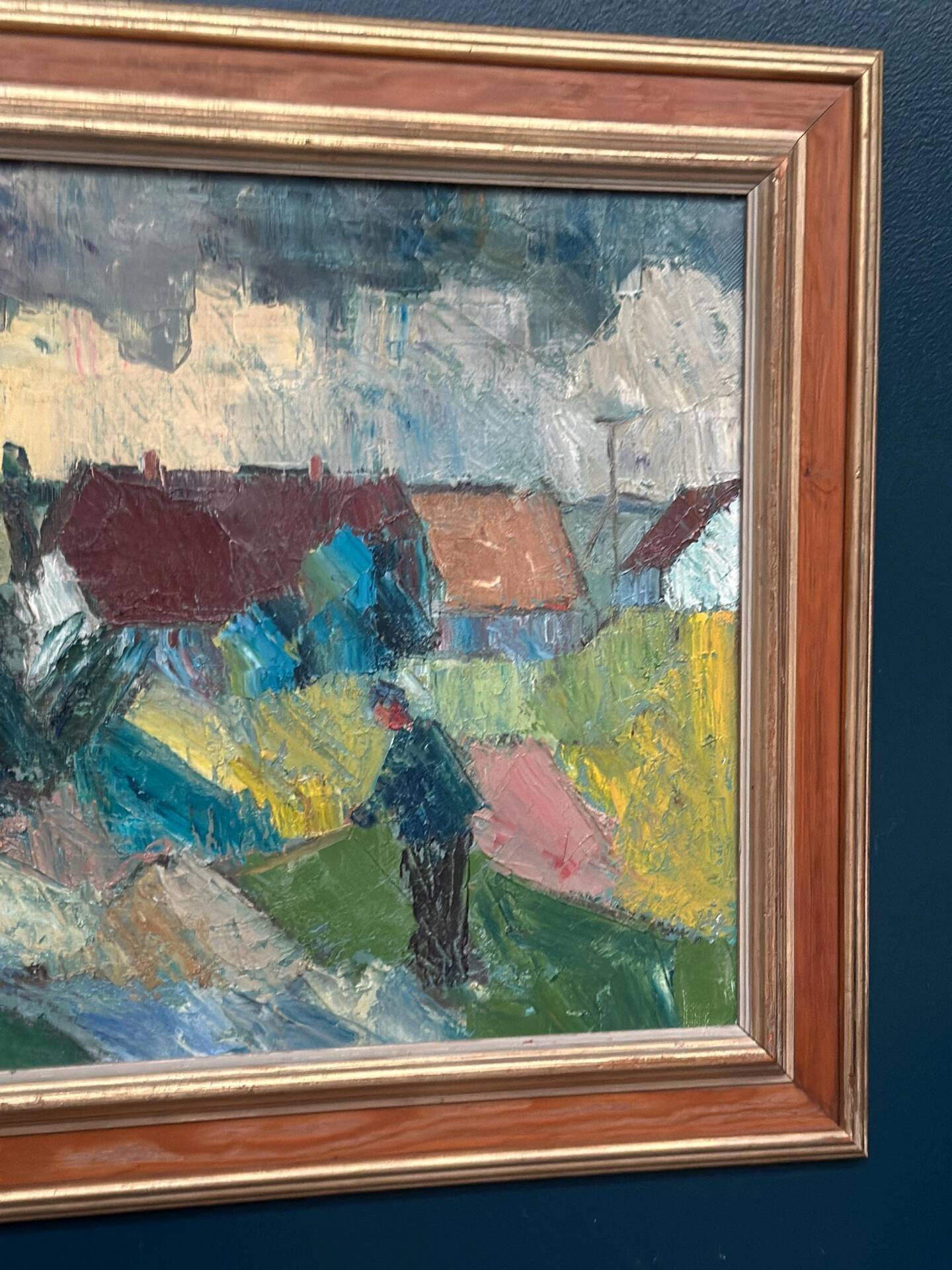 Huile sur toile suédoise – « Fermes » par Arnold William Pedersen
