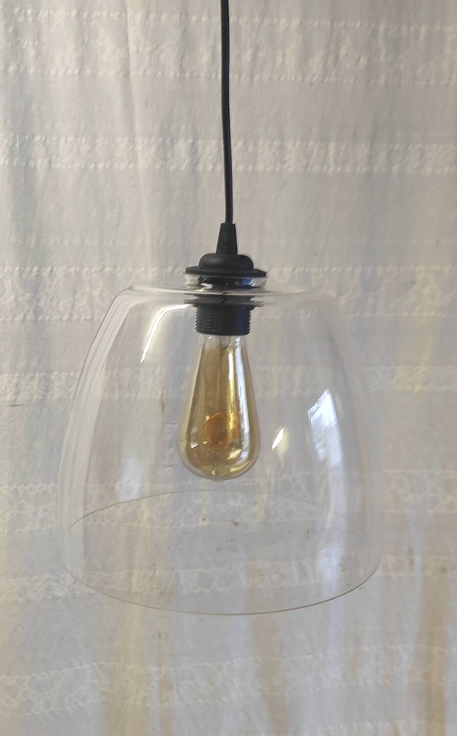 Vintage glass bell pendant light - late 20th century