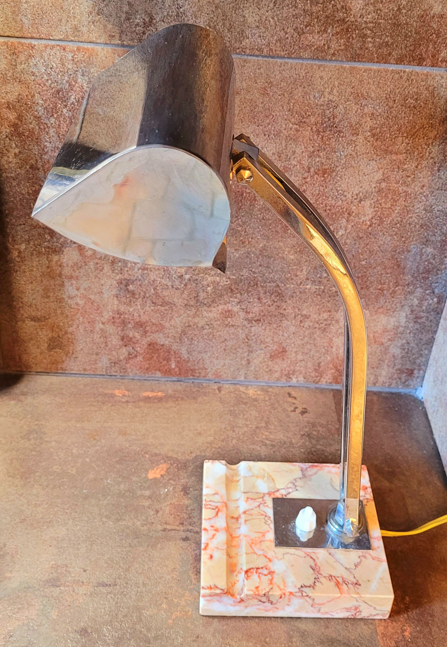 Antique Vintage Art Deco Chrome Metal Desk Lamp