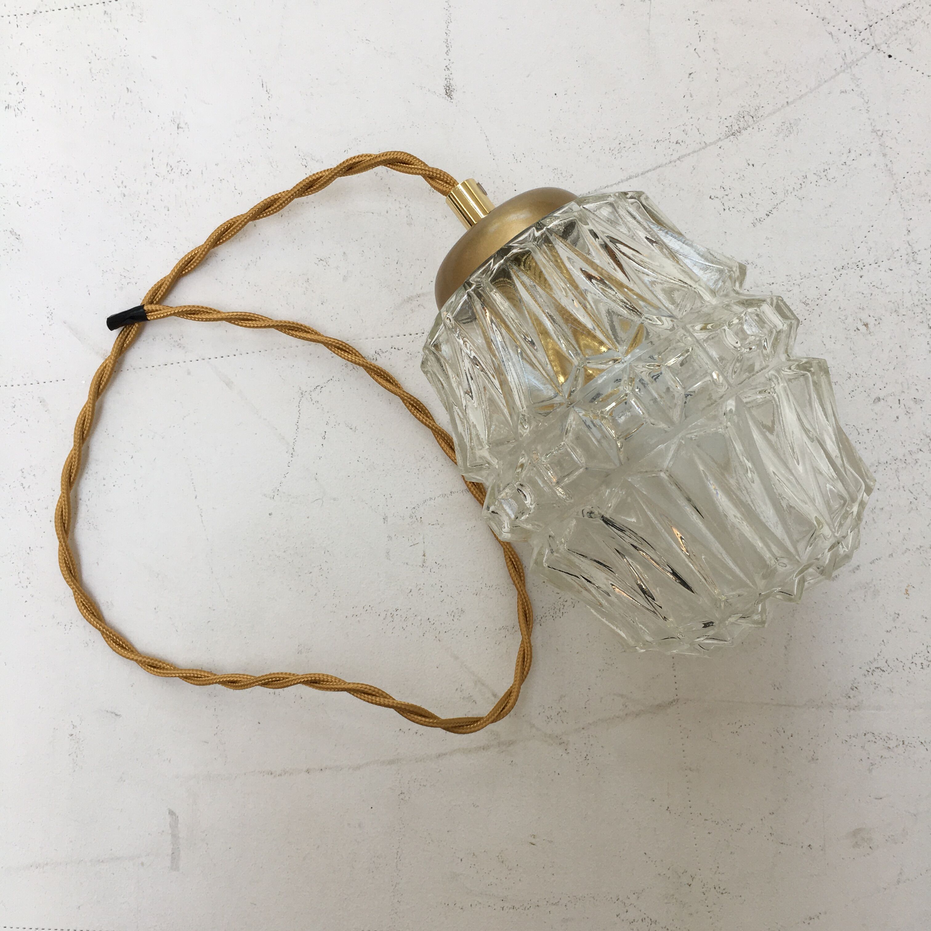 Vintage molded glass pendant lamp