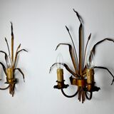 Pair of floral wall lamps by Ferro Arte, Spain, 1960