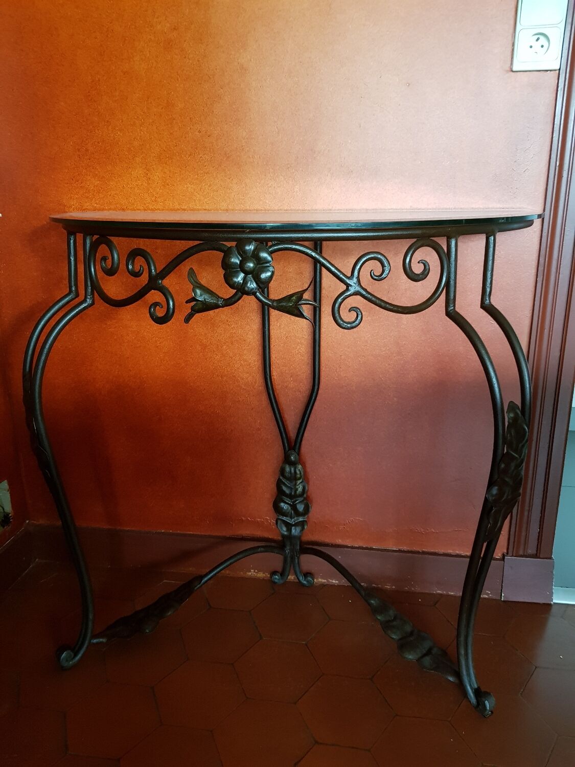 Wrought iron console half moon