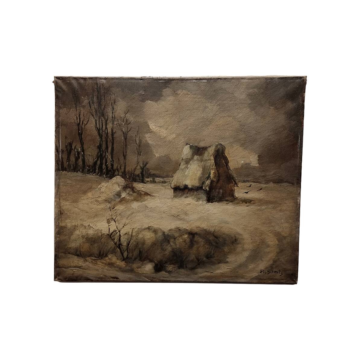 Oil painting on canvas Winter Landscape By Pie Schmitz (1904-1972)