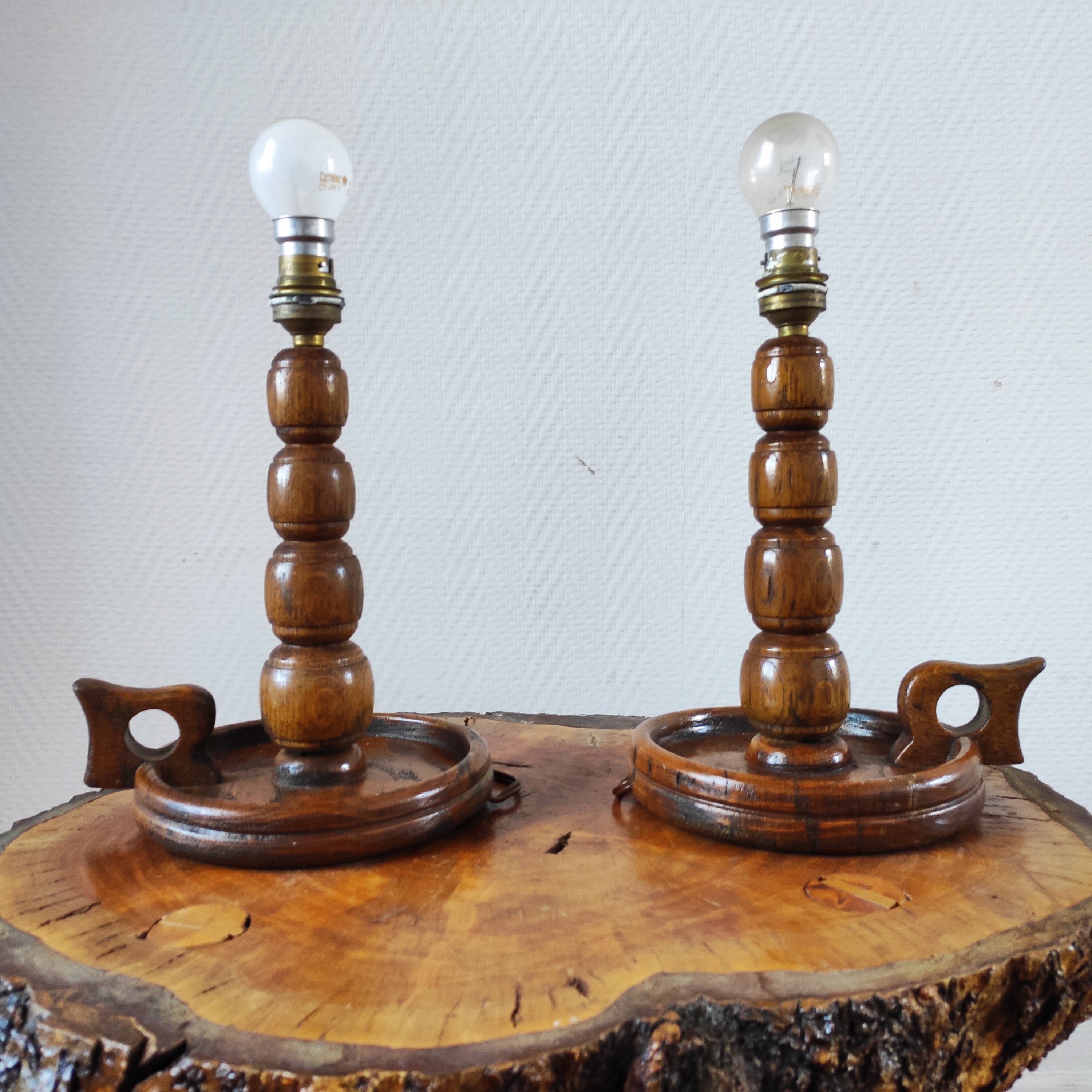 Pair of vintage brutalist lamps 1950/60