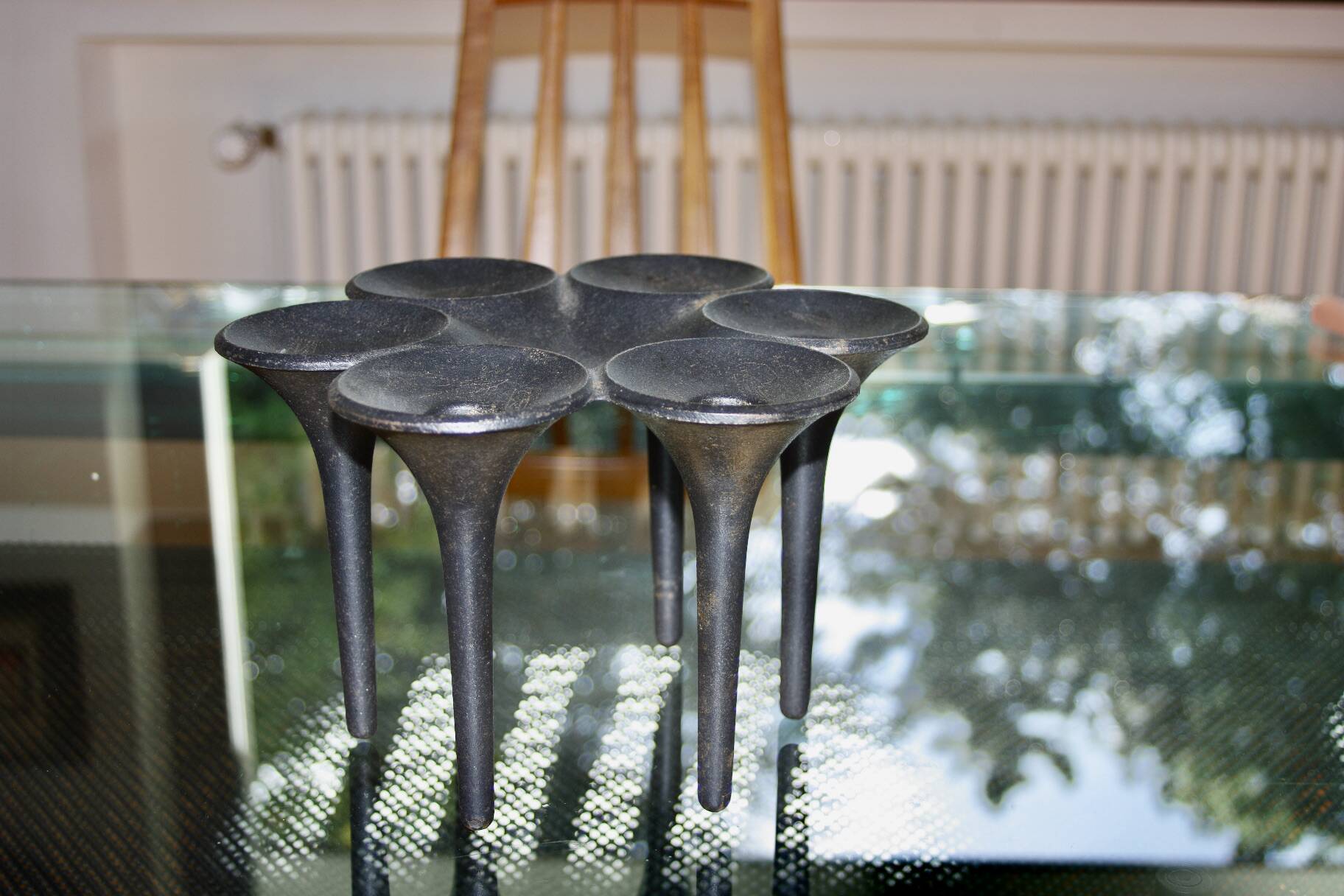 Vintage black cast iron candle holder by j quistgaard fordansk international design 1960s
