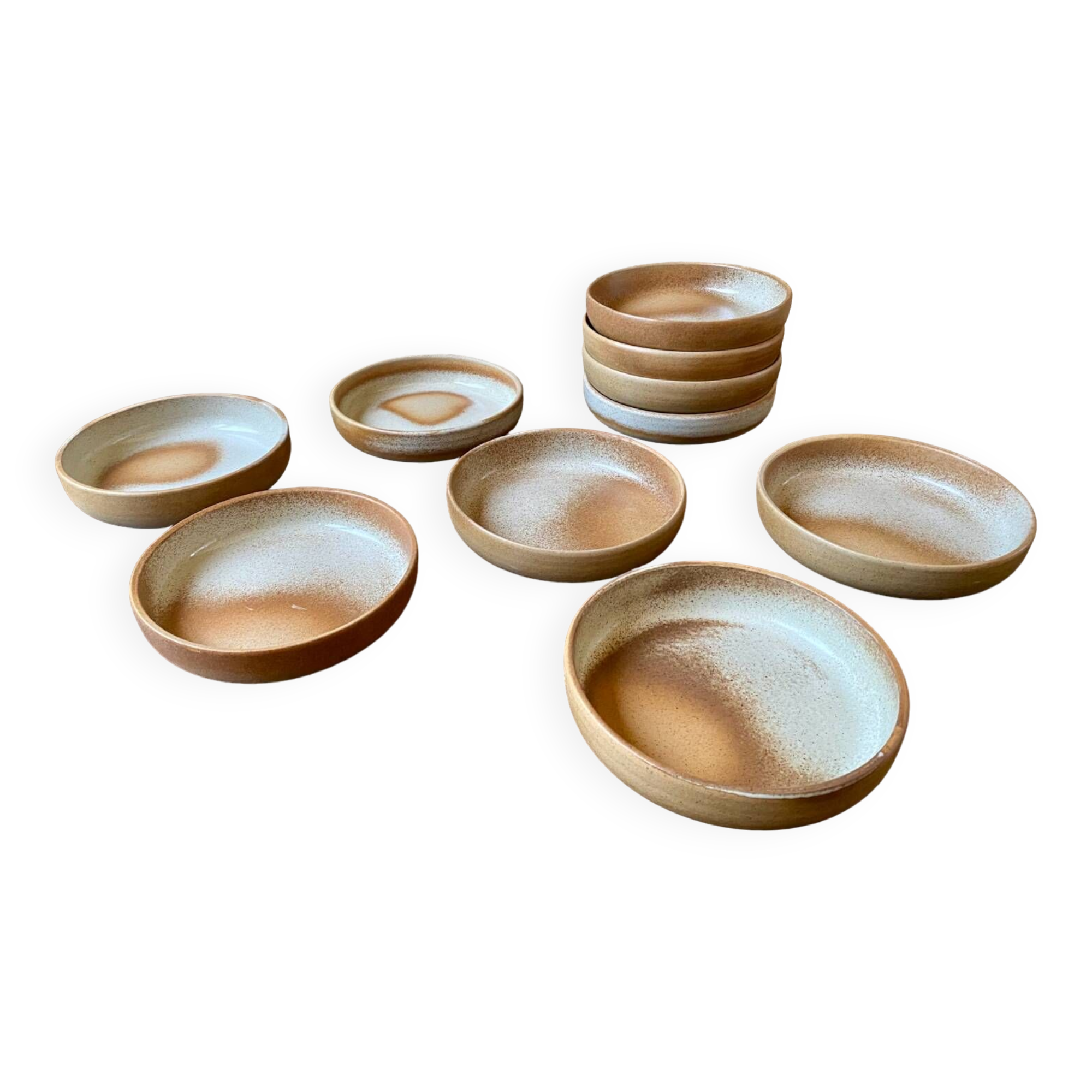 Serving dessert plates Grès France vintage 80s