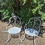 Paire de fauteuil en fer blanc ancien