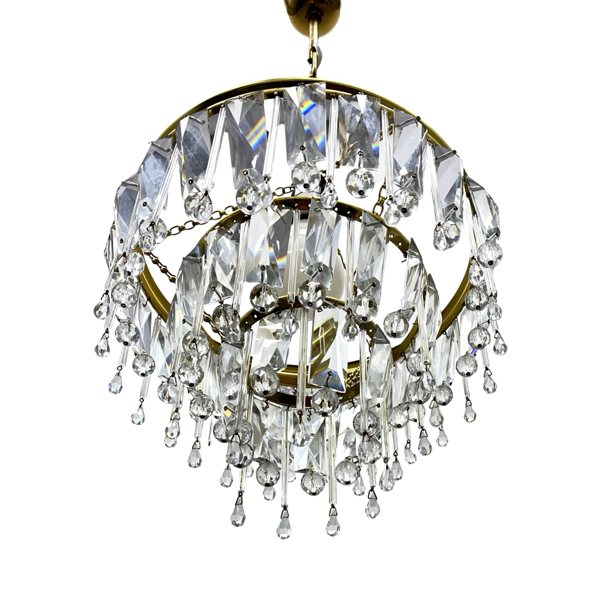 Vintage crystal chandelier Lustry Kamenický Šenov, Czechoslovakia 1970s