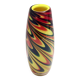 Black, Red and Yellow Encased Hand-Blown Murano Glass Flower Vase, Italy