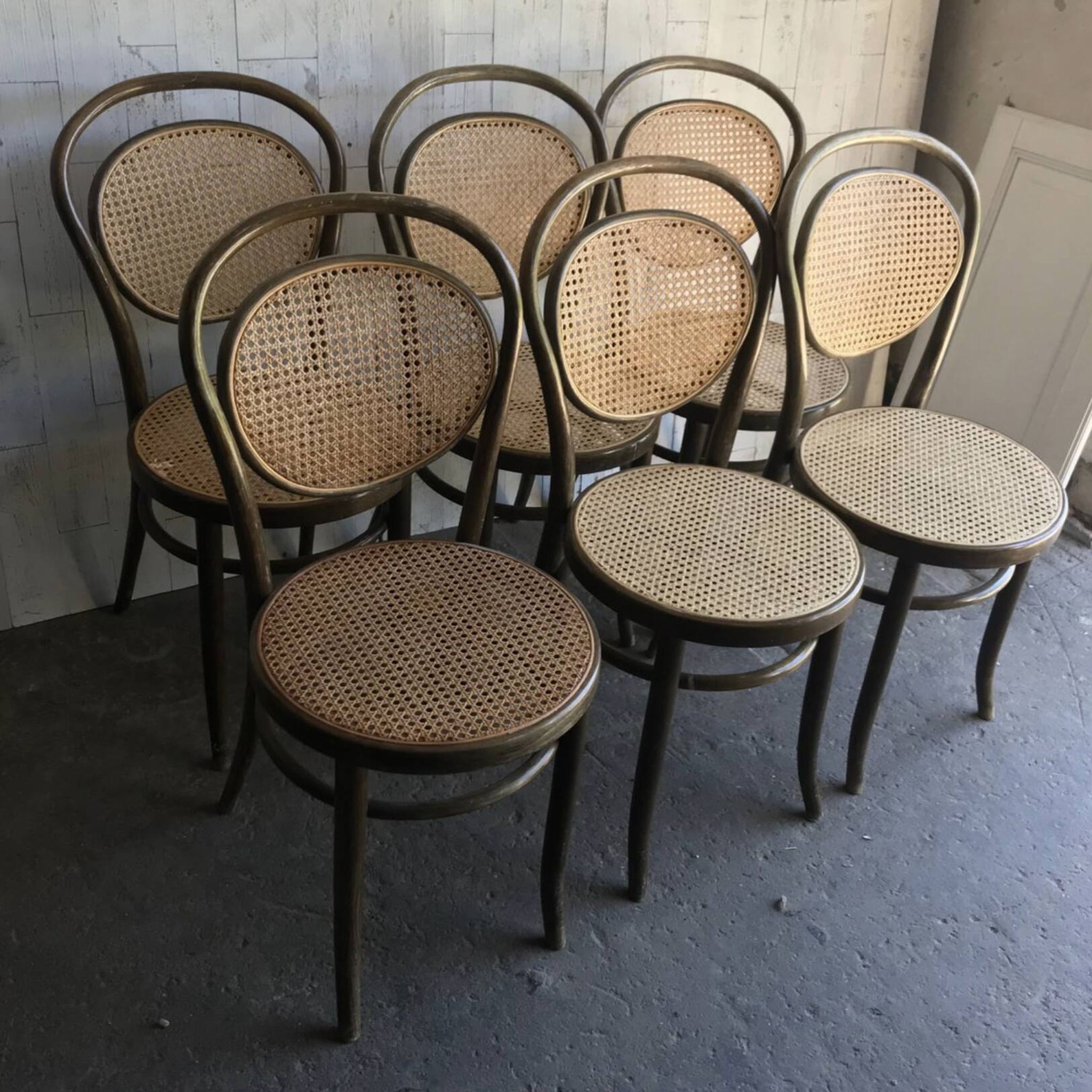 Dining Chairs in Wood Cane, Germany, 1960s, Set of 6