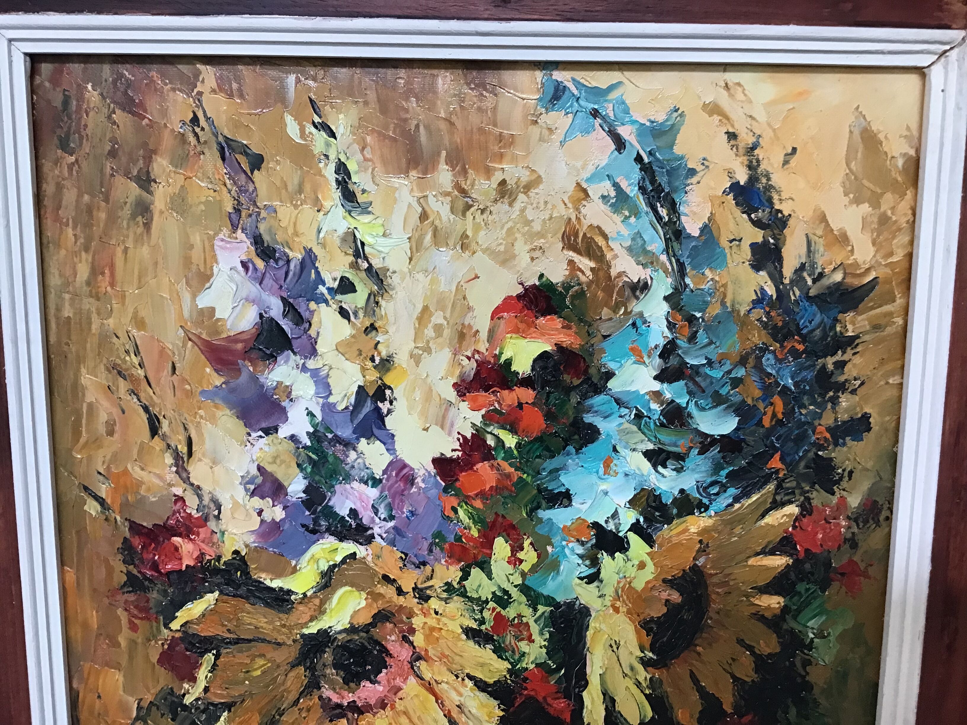 Oil on canvas by Aimé Debono - “Sunflowers”
