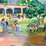 Oil on canvas "The Hippodrome" signed Catherine Garros