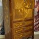 Secretary with a curved drop-leaf in floral marquetry, mid-19th century.
