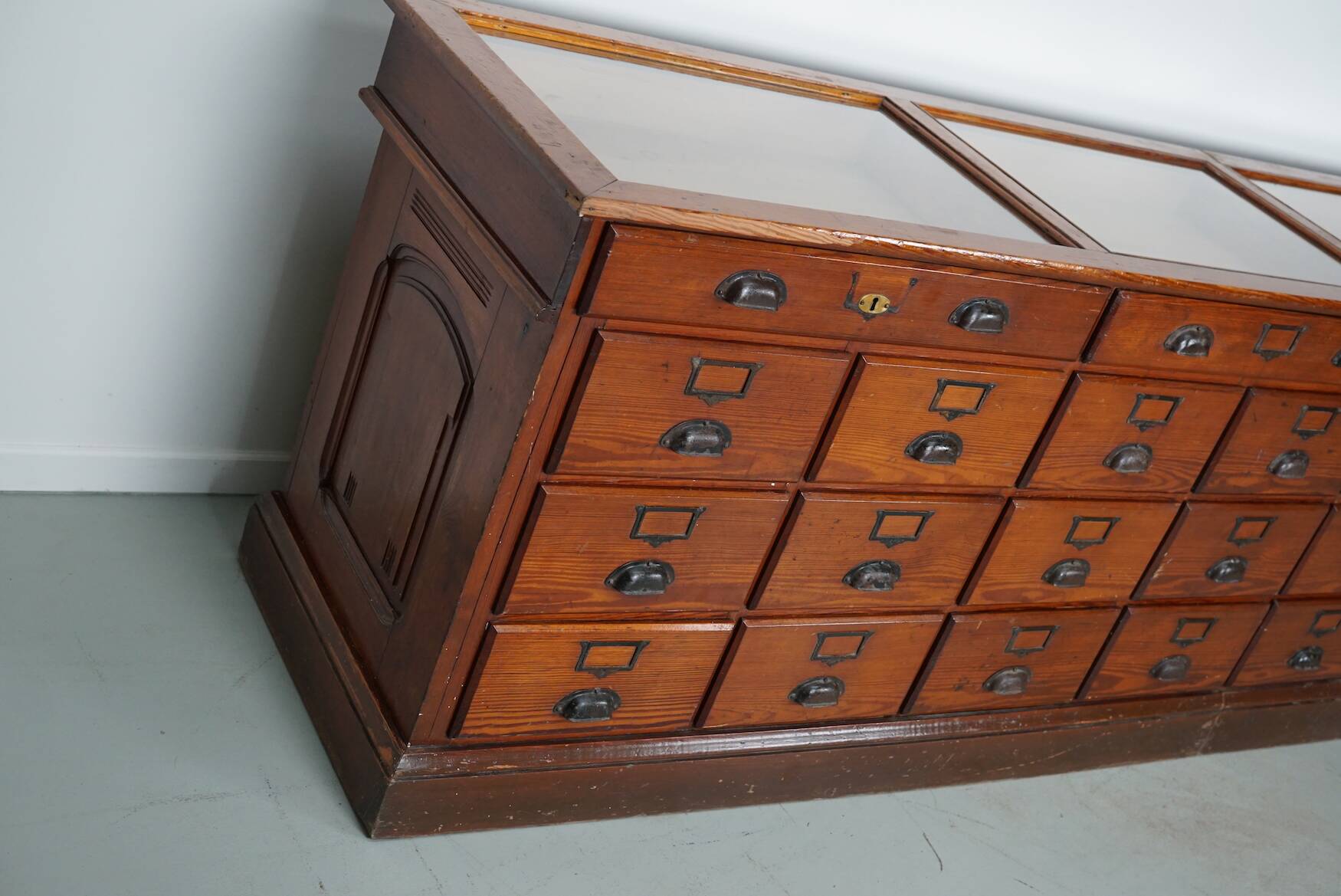 Large Pitch Pine Jewelry Counter/Cabinet, Paris, France, 1930s