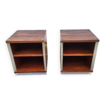 Vintage aluminium and wood bedside tables.