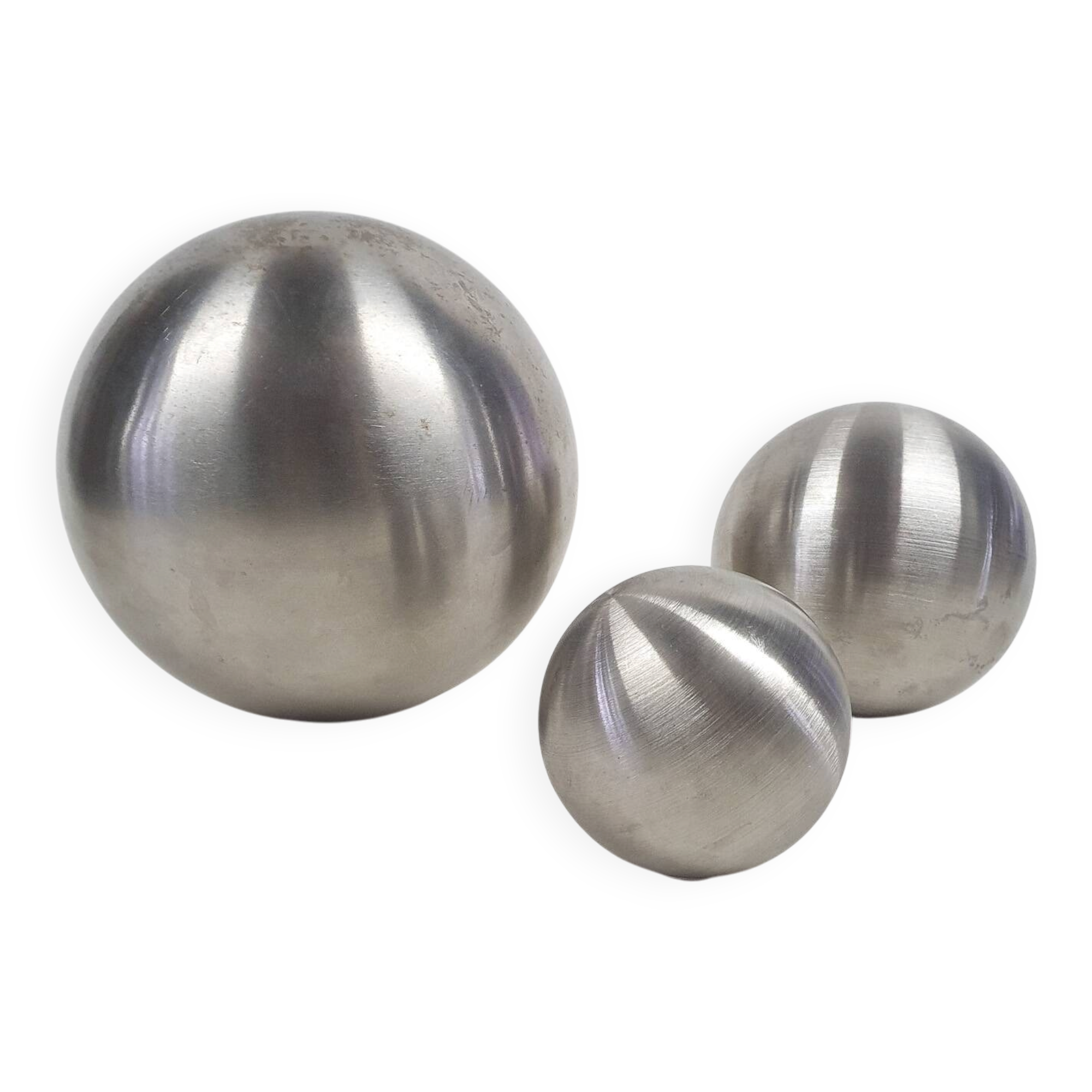 Ensemble de 3 boules décoratives en aluminium, années 1970