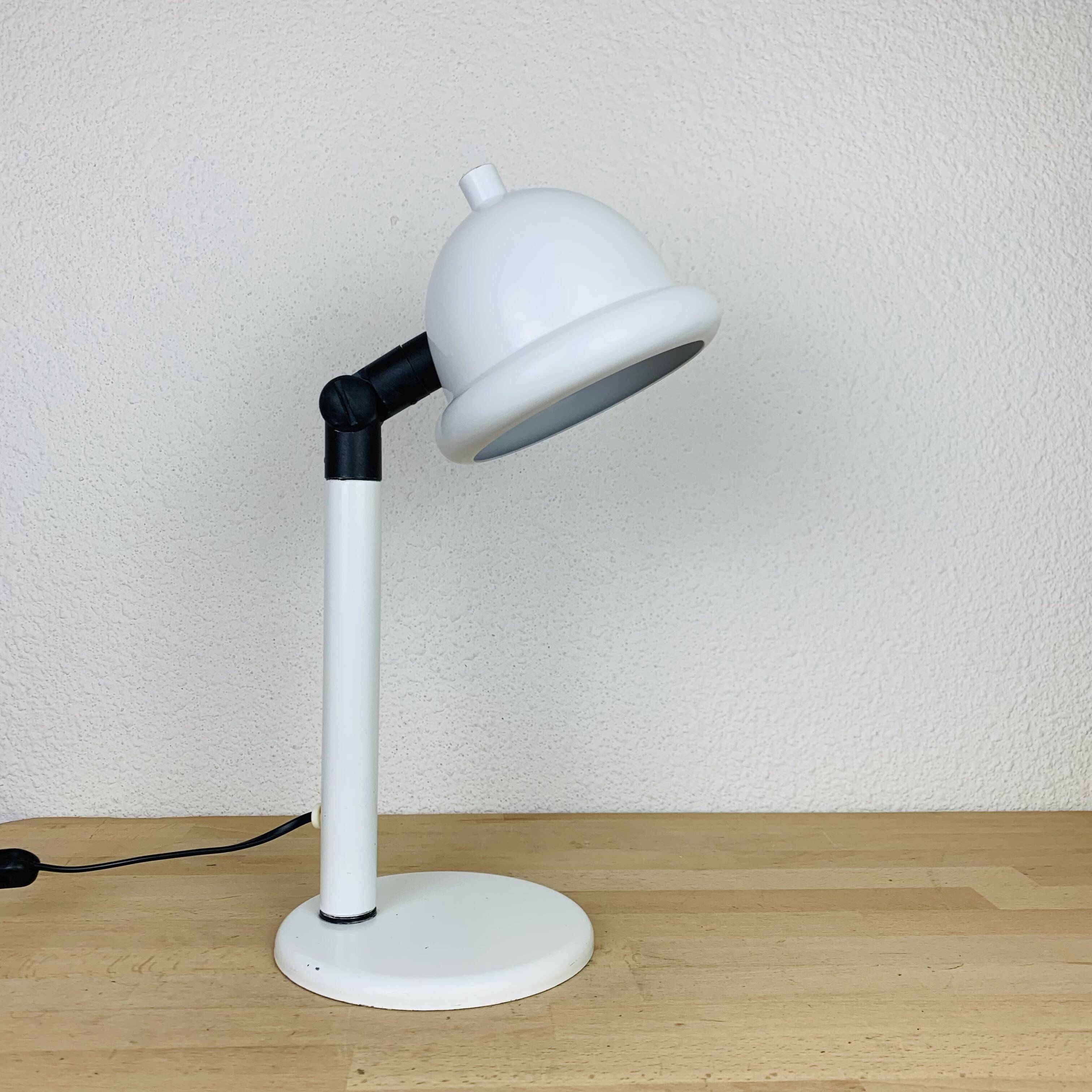 Lampe de bureau en métal blanc, Ikea années 80