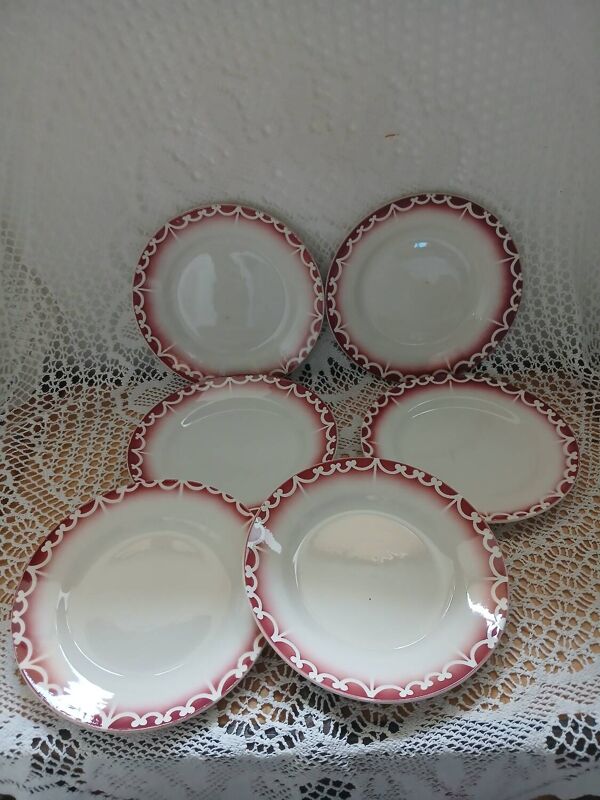 6 assiettes plates anciennes Digoin et Sarreguemines