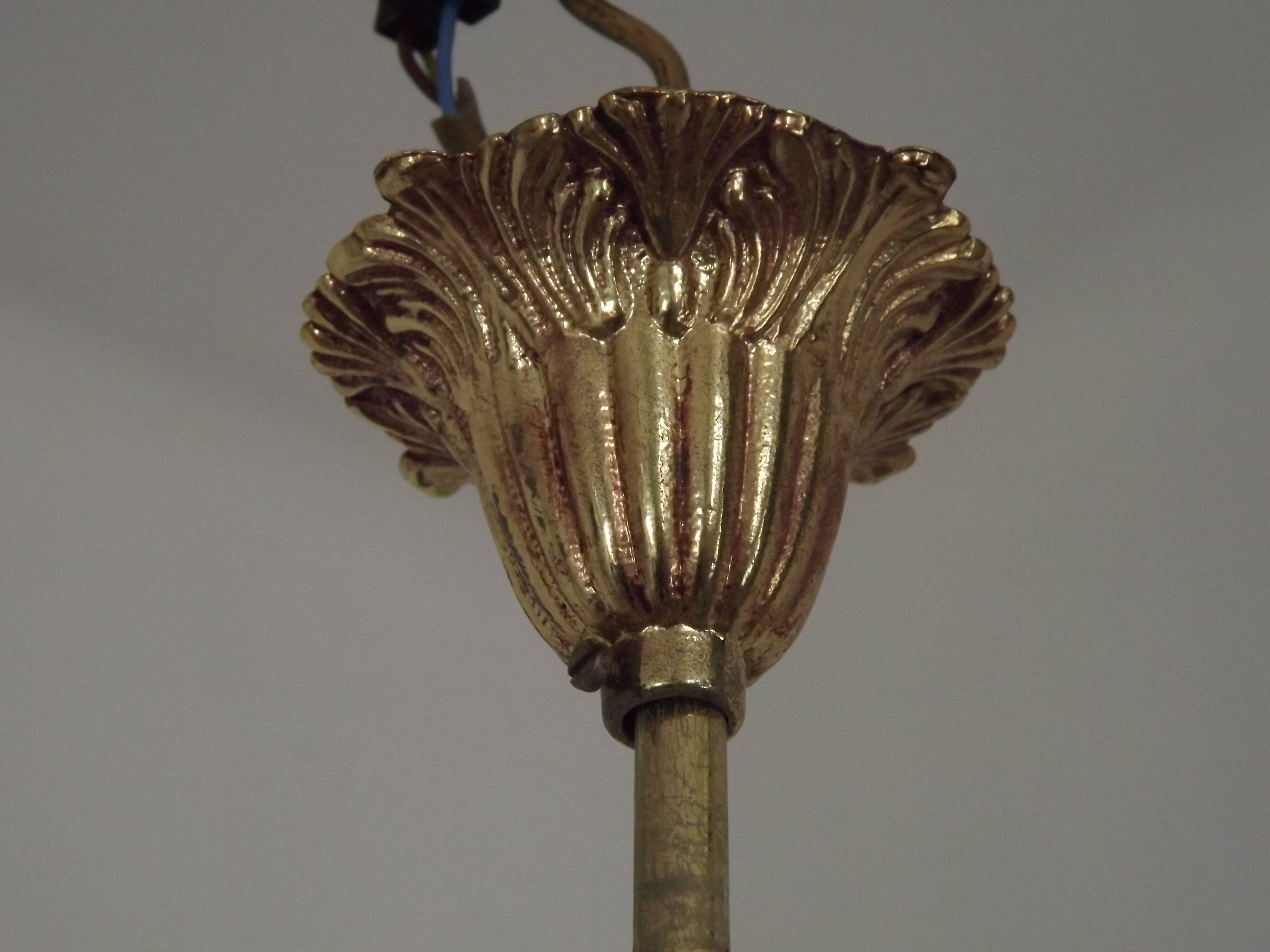 French Empire Style Bronze Single Montgolfier Crystal Basket Chandelier