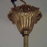 French Empire Style Bronze Single Montgolfier Crystal Basket Chandelier