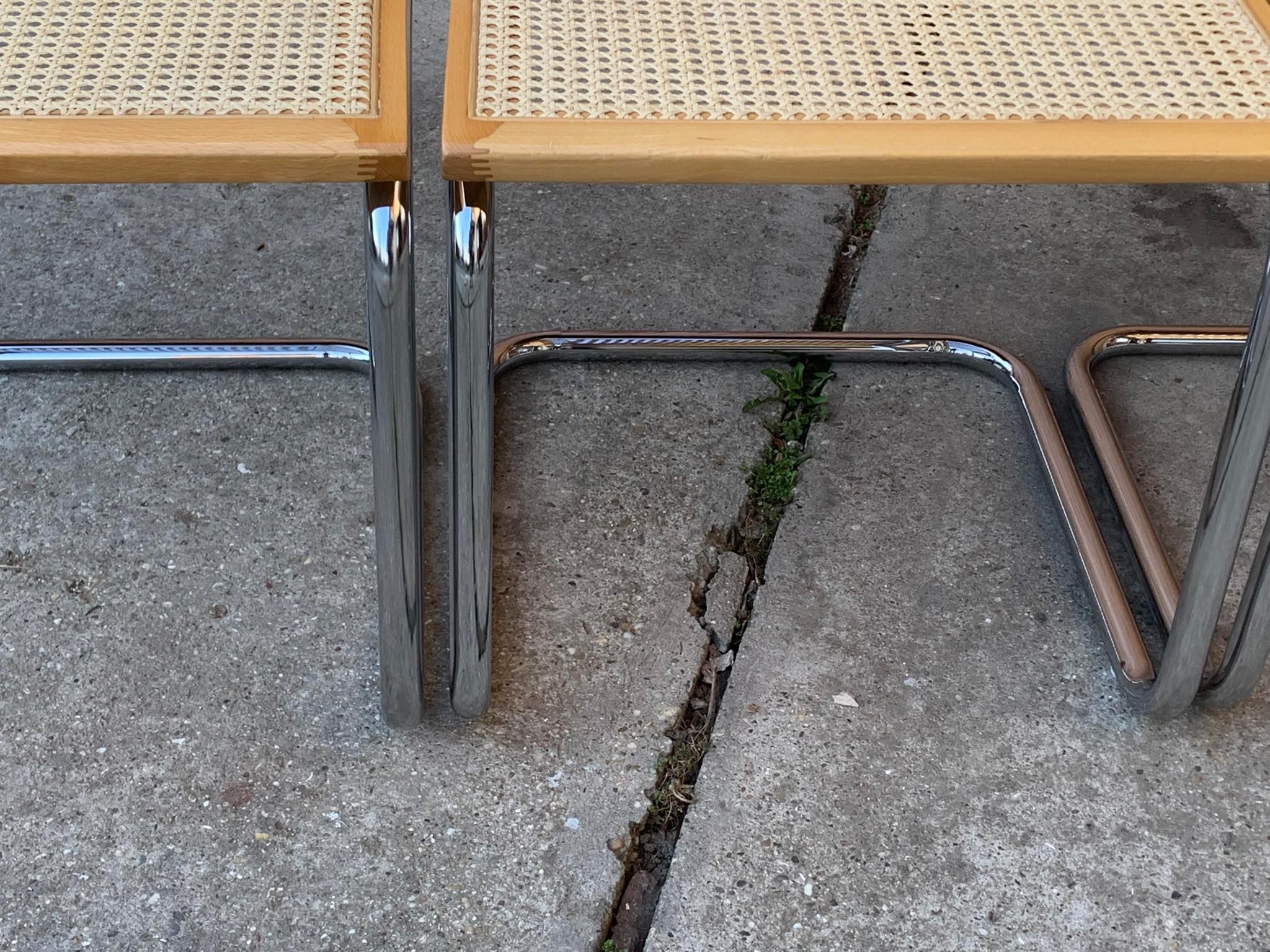 Set of 3 mid-century Italian B32 Cesca chairs by Marcel Breuer, 1970s