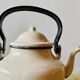 Vintage enameled sheet metal kettle - rooster decor