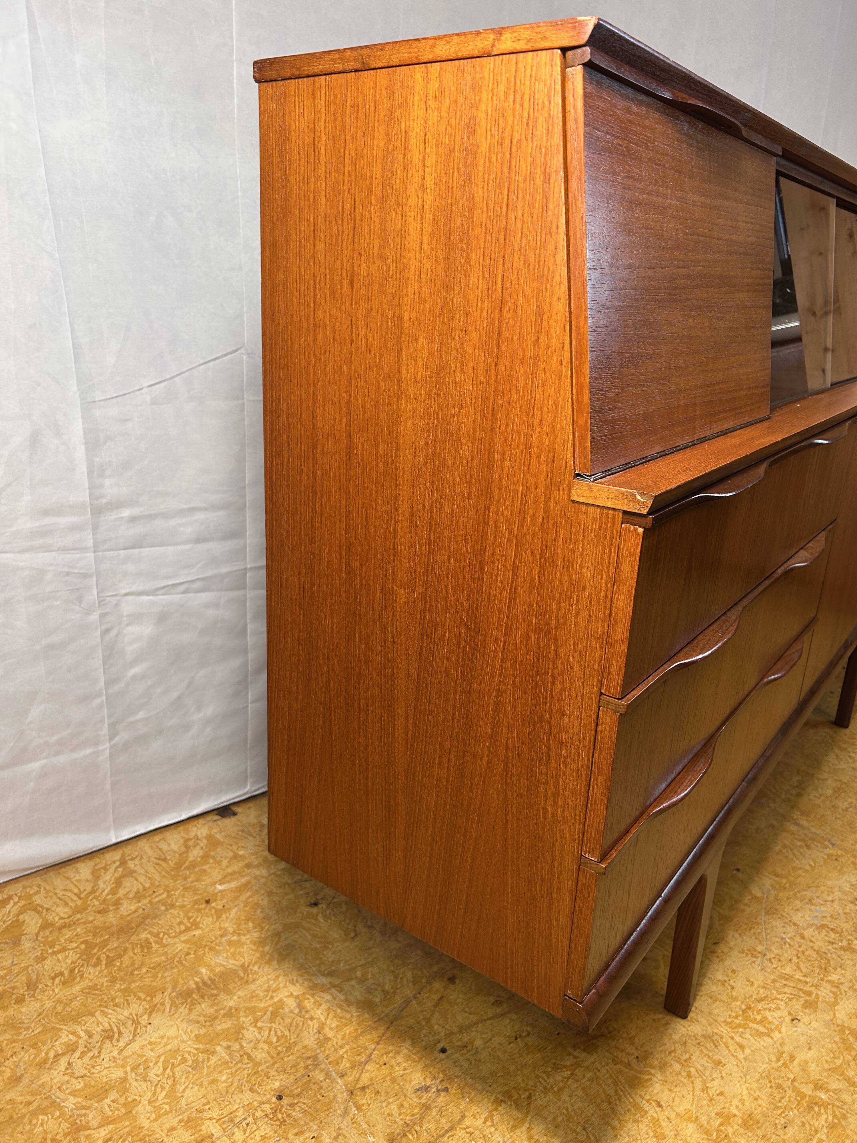 Mid Century Retro Vintage Teak Sideboard 1960 Bureau Flap + Cocktail Bar