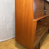 Mid Century Retro Vintage Teak Sideboard 1960 Bureau Flap + Cocktail Bar