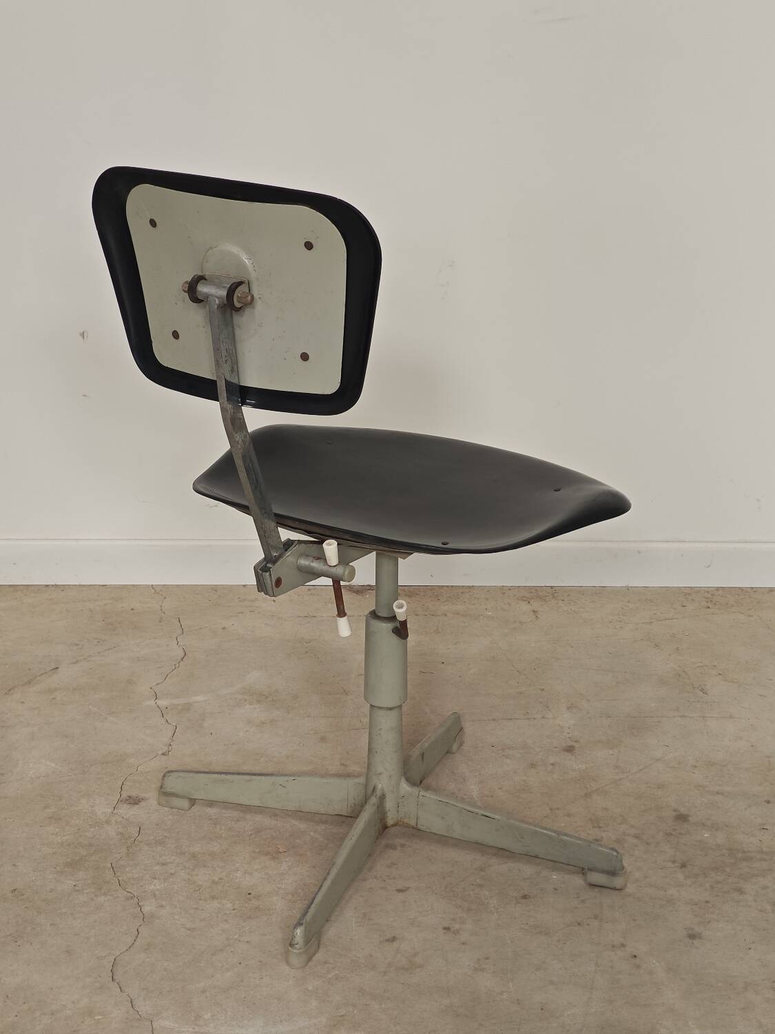 Adjustable industrial chair metal Czechoslovakia 1960