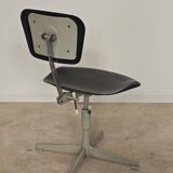 Adjustable industrial chair metal Czechoslovakia 1960