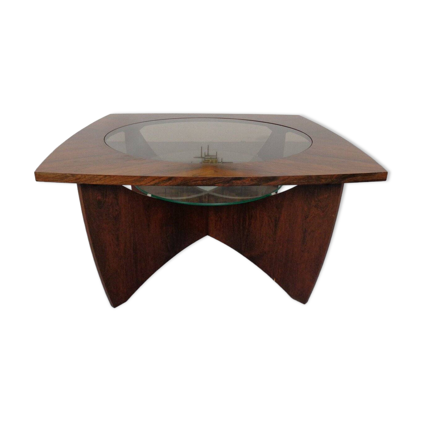 Vintage rosewood and glass coffee table, Denmark, 1960s