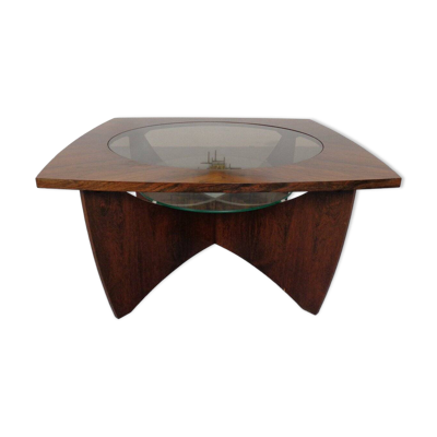 Vintage Rosewood and Glass Coffee Table, Denmark, 1960s