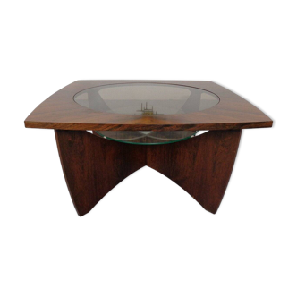 Vintage rosewood and glass coffee table, Denmark, 1960s