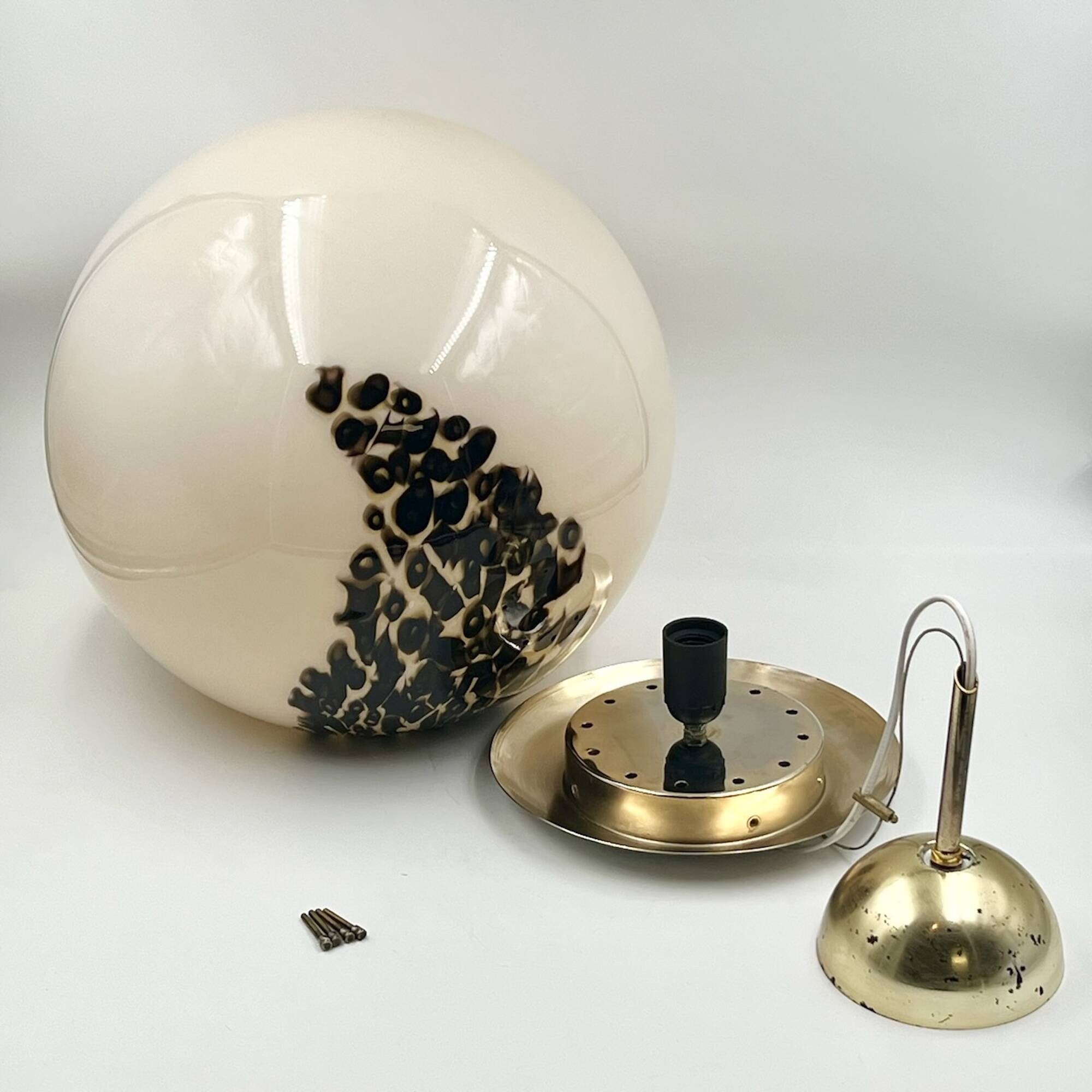 Vintage Globe Chandelier in Glass with Animal Print attributed to Angelo Brotto for Esperia, 1960s