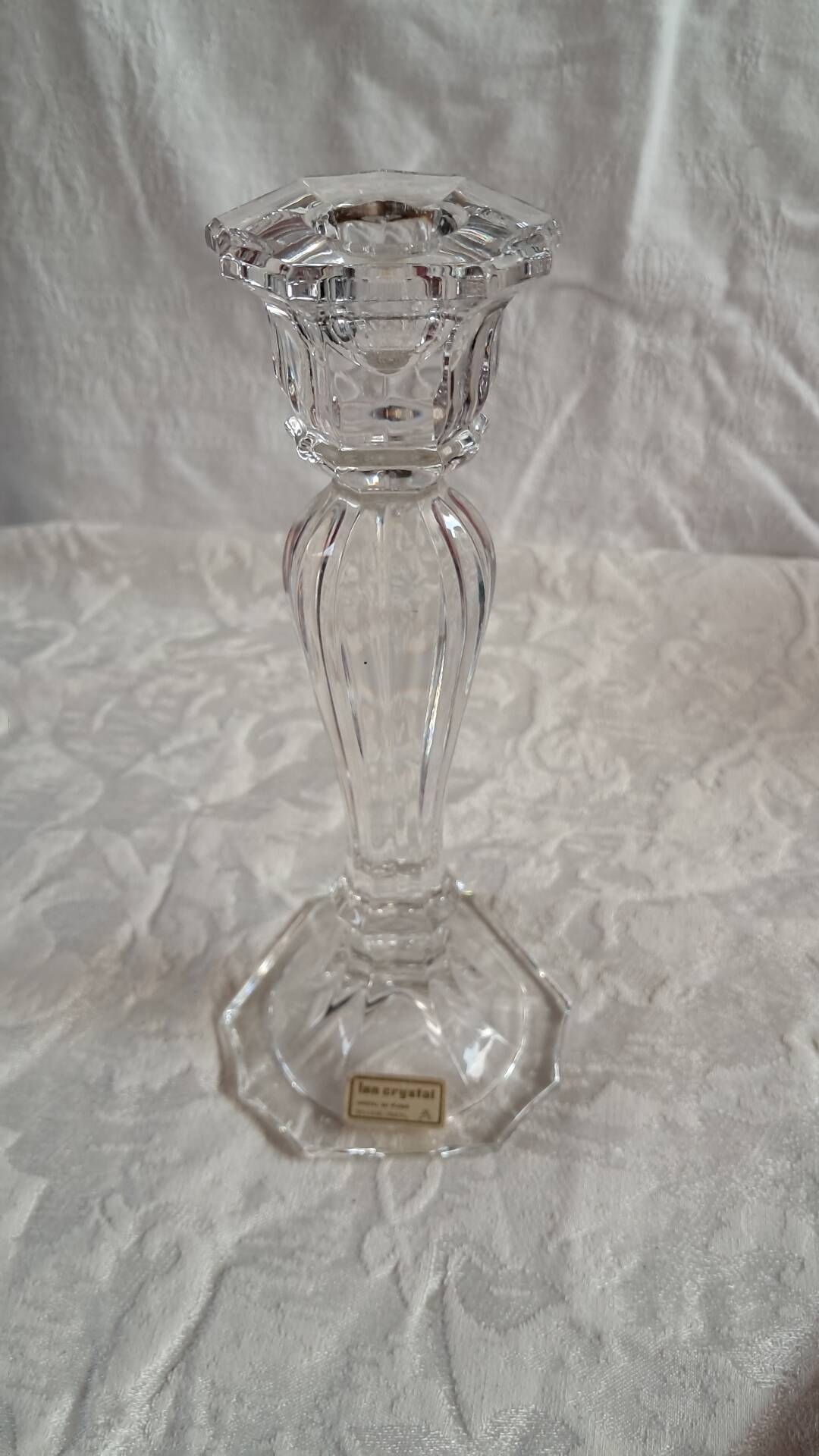 Bougeoir hexagonal en cristal de Bohême vintage —