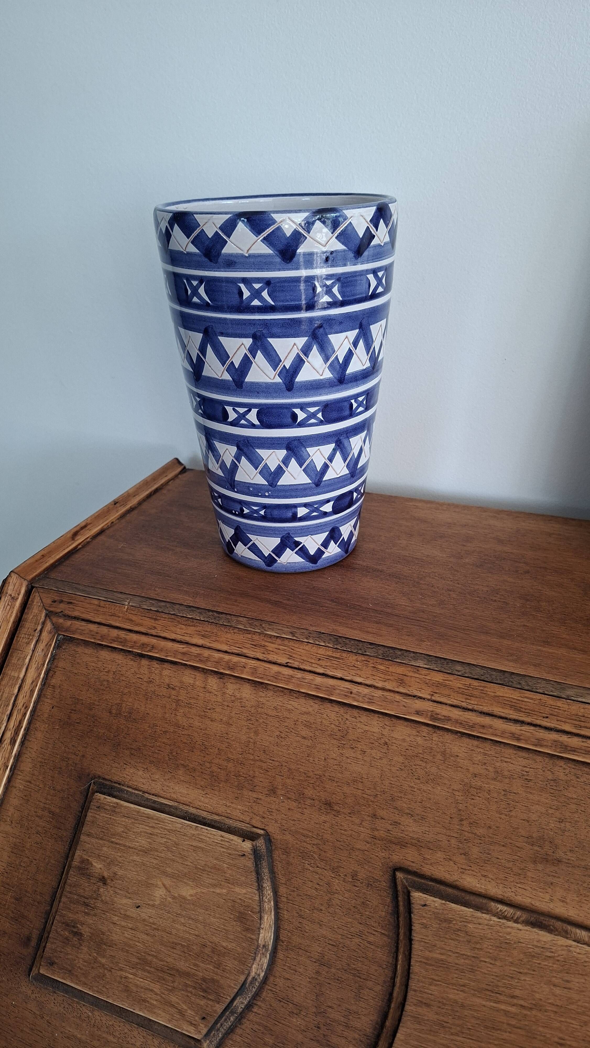 Blue and White Ceramic Decorative Vase Robert Picault