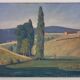 Tableau ancien, paysage Monts du Lyonnais daté 1948 et signé
